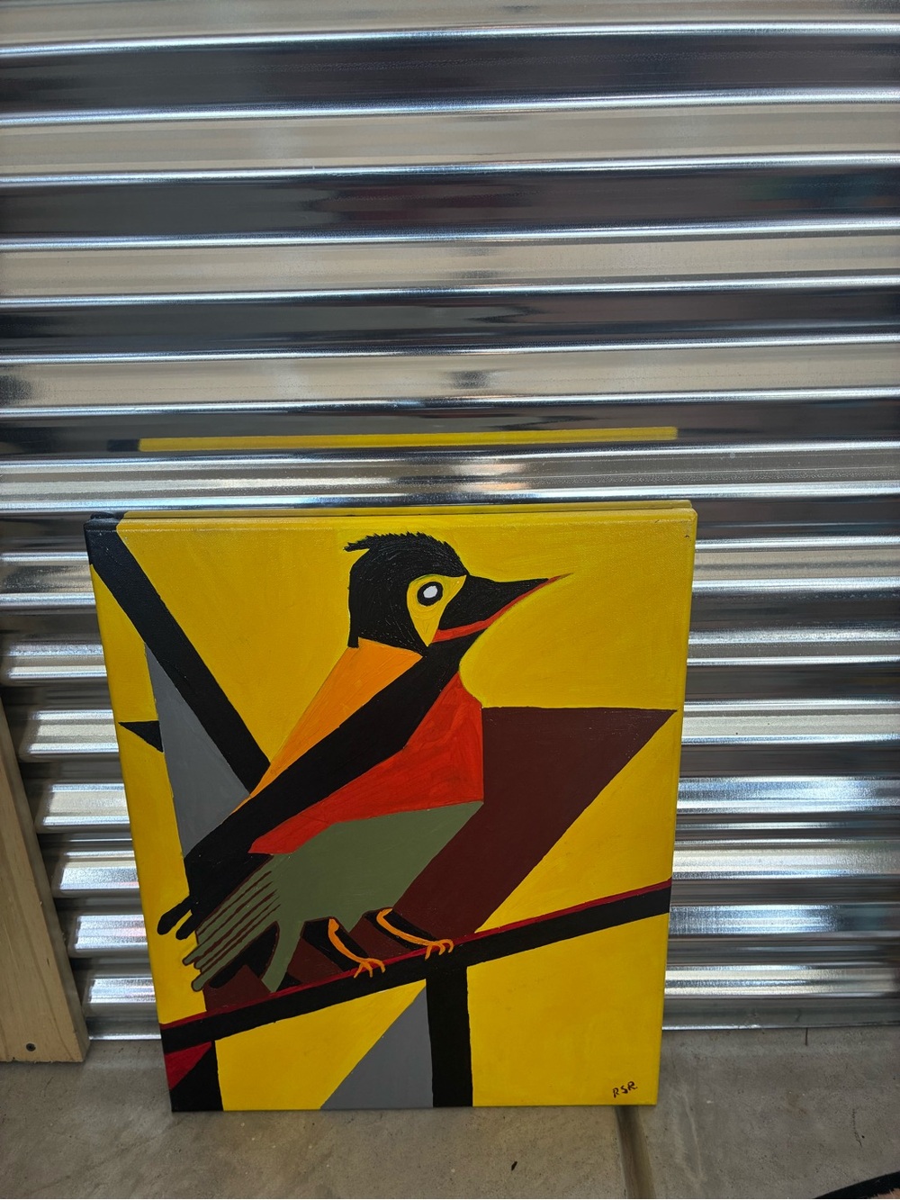Hand-Painted Decorative Bird Canvas Art - Yellow - Set of 4